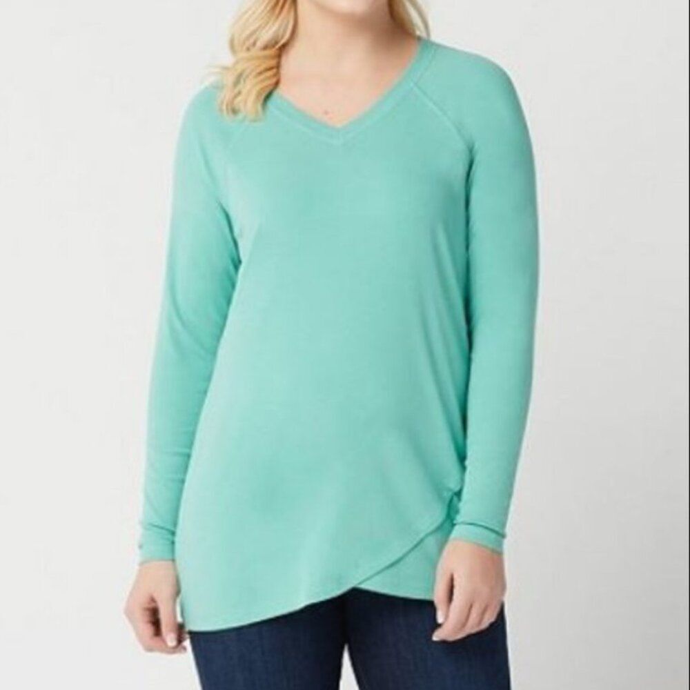 NWT Isaac Mizrahi SOHO Raglan Tulip Hem Top | Size M